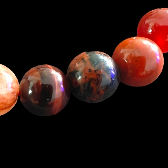Fire Quartz, Red Tiger Eye, Carnelian & More Crystals Bracelet Unisex 8mm - Picture 7 of 9